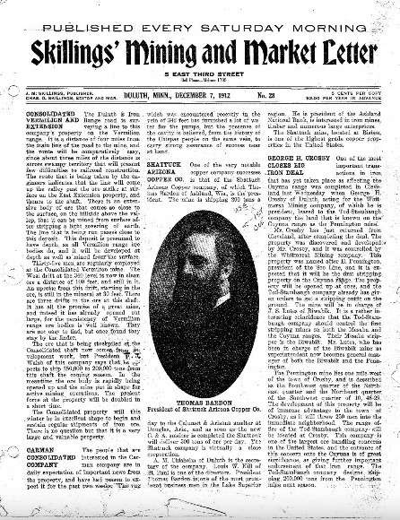 The first issue of Skillings, published in 1912 in Duluth, Minnesota