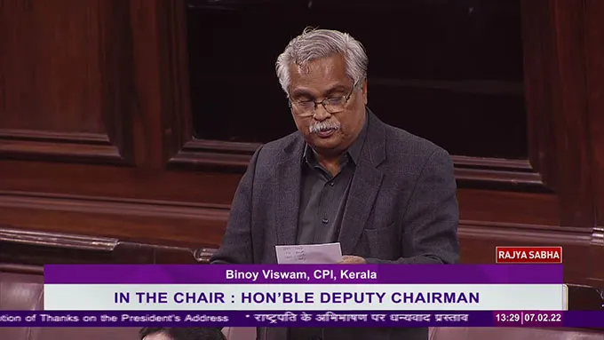CPI MP Binoy Viswam Raises Key Concerns in