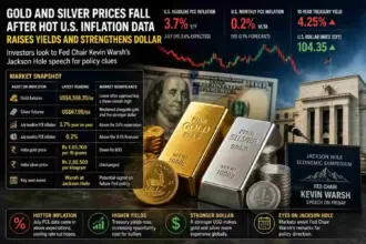Gold Slips to $4,598 as Hot July Inflation Data Dents Rate-Cut Hopes; Silver at $67.99
